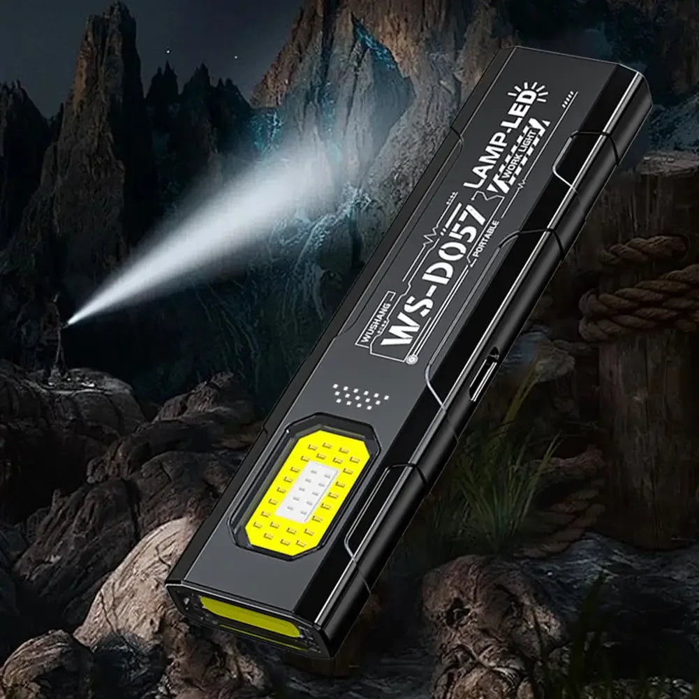 LED COB Flashlight Type C Rechargeable 600LM Portable Mini Torch Pocket Lantern Flood Work Light With Magnet For Emergency