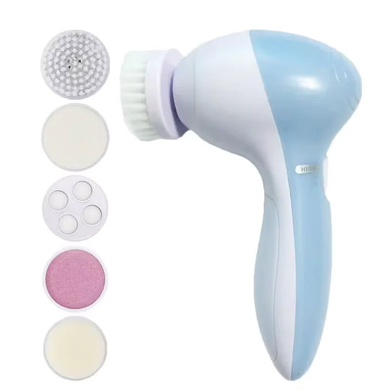 Electric 5 IN 1 Electric Facial Cleaner Brush Wash Machine Spa Skin Care Massage Blackhead Cleaning Facial Cleanser Tools