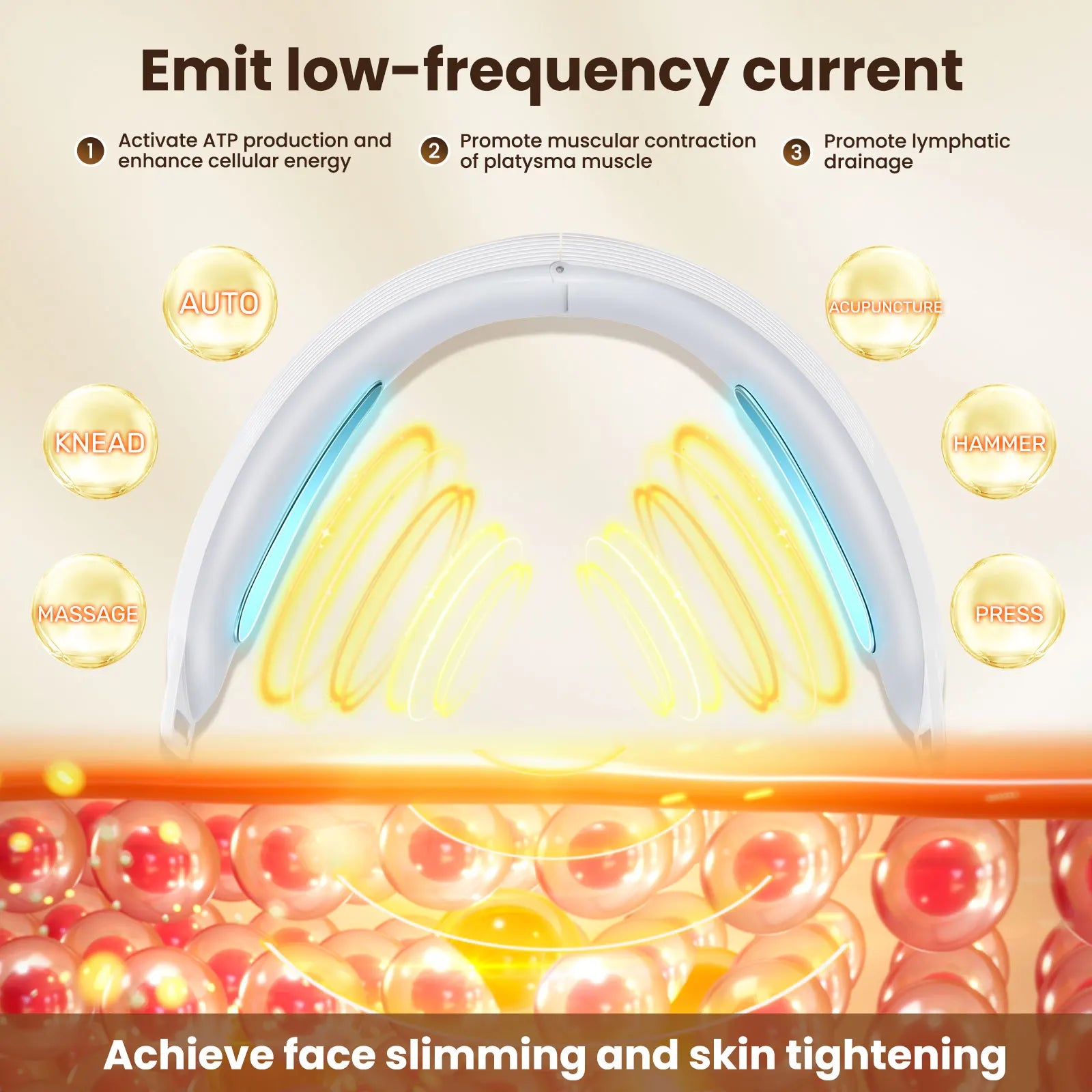 Electric V Face Lifting Beauty Device 6 Modes 8 Levels EMS Micro-current Firming Facial Massager Double Chin Removal Skin Care