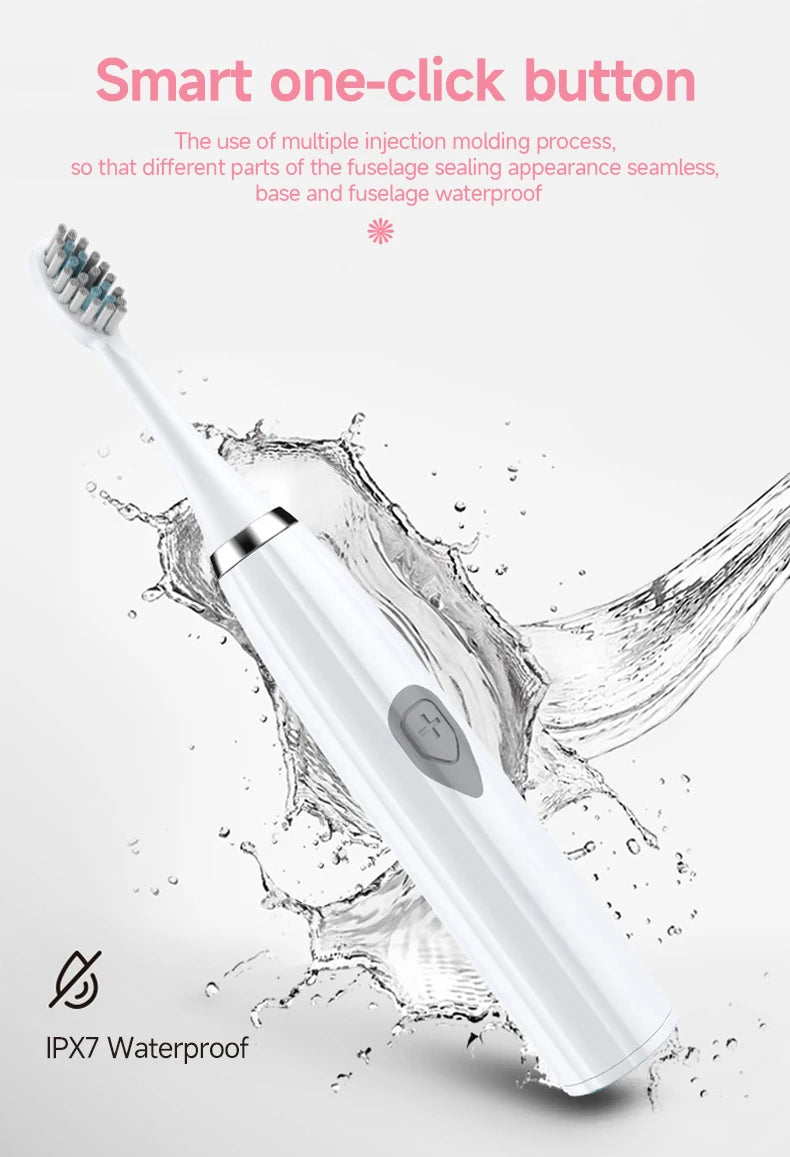 Electric Toothbrush for Adults Soft DuPont Bristle Portable Battery Endurance IPX7 Waterproof Intelligent Effective Oral Care